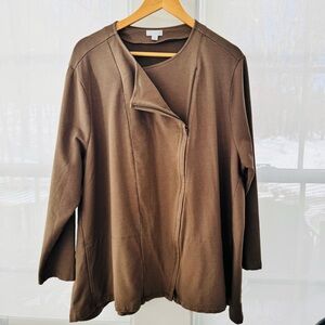 🪴JJill 3X Pima Cotton Asymmetrical Zip Jacket